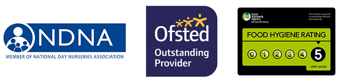 Member of the National Day Nurseries Association - Ofsted Outstanding Provider - 5 Star Hygiene